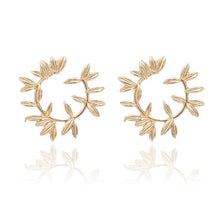 Load image into Gallery viewer, Nkungi Gold Round Shape Leaf Earrings