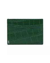 Load image into Gallery viewer, (Made-to-order) Deep Forrest Green Croc Embossed Vegan Leather Card Case