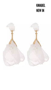Toyosi Statement White Rose Petal Earrings