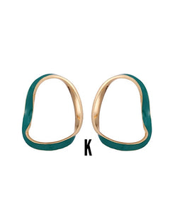 Gaia Oval Green-Gold Earrings