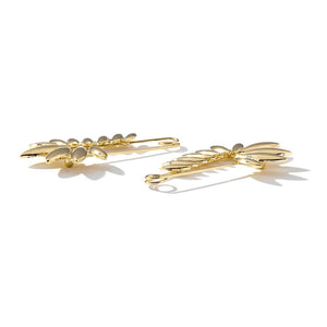 Nicole S925 Long Twisted Paperclip Gold Earring Set