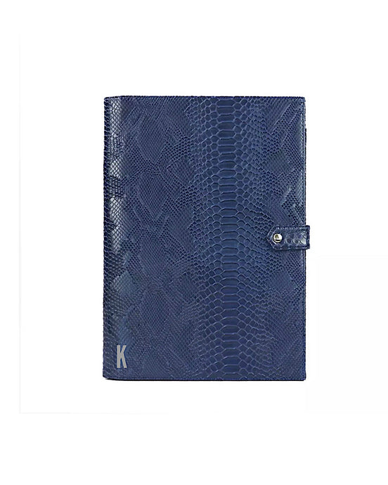 (Made-to-order) Navy Croc Vegan Leather Document Holder