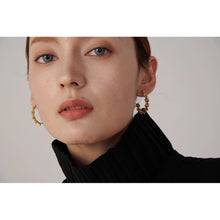 Load image into Gallery viewer, Stacey Gold Plated Flower Stud Hoop Earrings