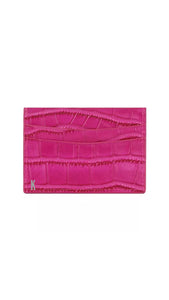 (Made-to-order) Bright Pink Embossed Vegan Leather Card Case