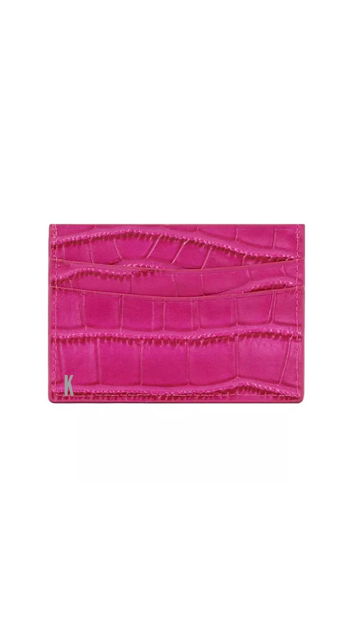 (Made-to-order) Bright Pink Embossed Vegan Leather Card Case