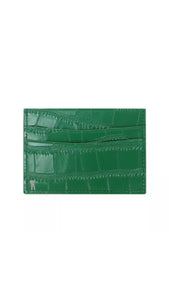 (Made-to-order) Deep Forrest Green Croc Embossed Vegan Leather Card Case